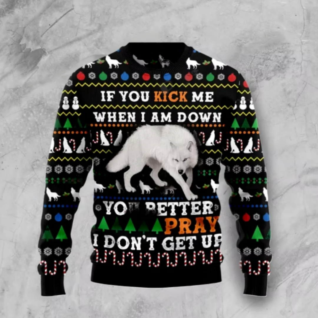 Dennis | Moderne kersttrui met wolvenmotief