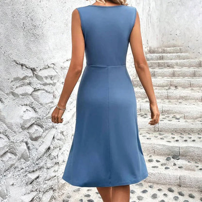 FloraBreeze Vestido Midi de Verano para Dama – Chifón sin Mangas con Flores