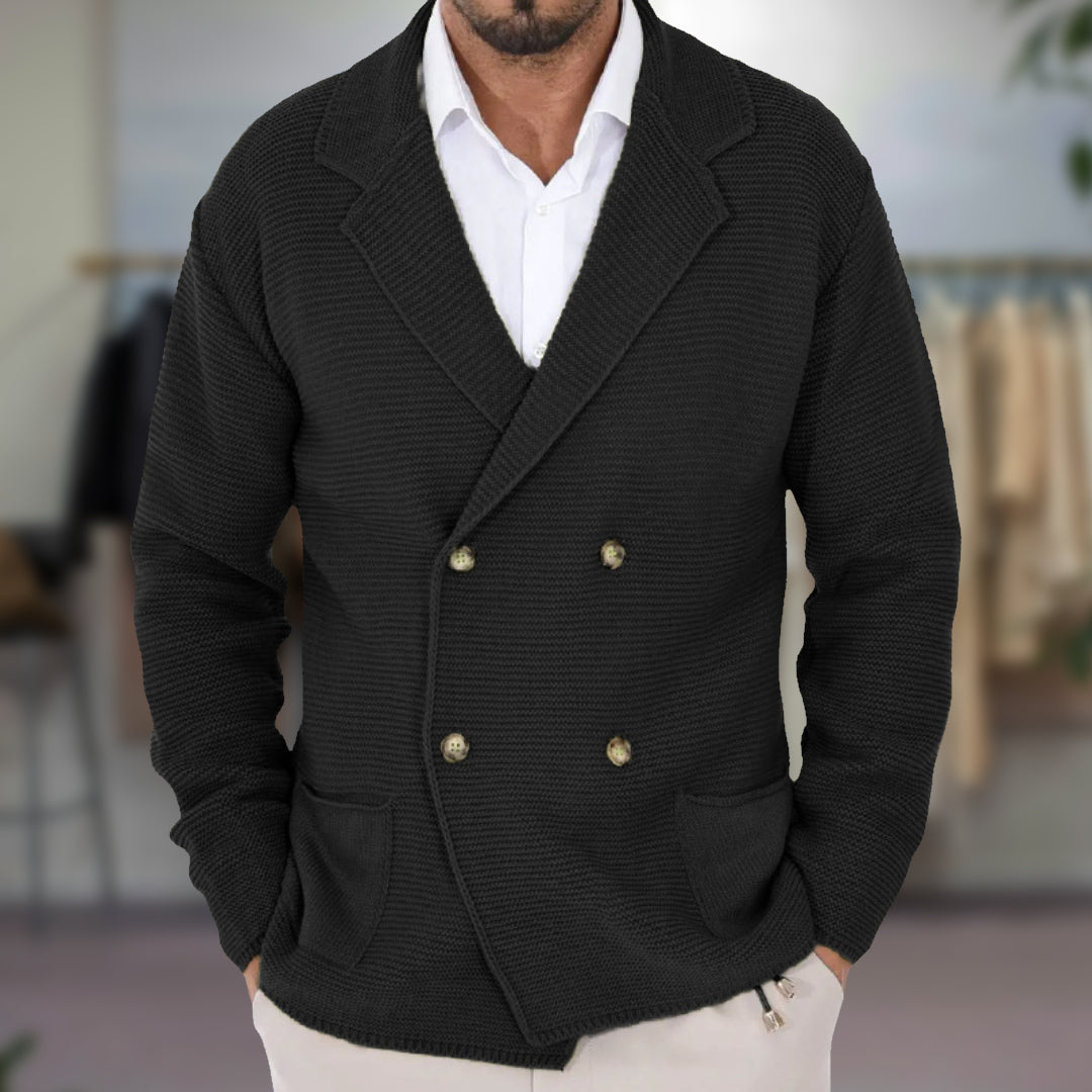 Elysian Cardigan para Hombre | Textura Tejida, Casual para Otoño/Invierno