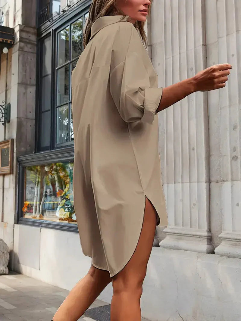 Vestido Camisa Valencia para Dama – Corte Elegante, Tela de Lujo, Para Trabajo y Tiempo Libre