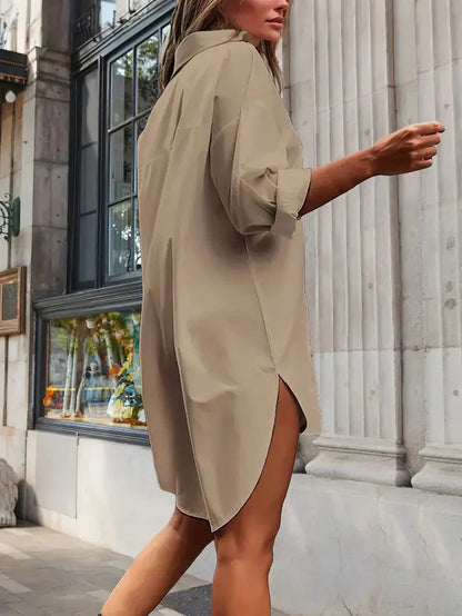 Vestido Camisa Valencia para Dama – Corte Elegante, Tela de Lujo, Para Trabajo y Tiempo Libre