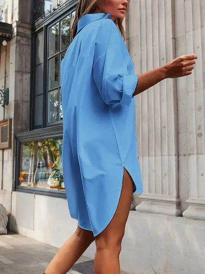 Vestido Camisa Valencia para Dama – Corte Elegante, Tela de Lujo, Para Trabajo y Tiempo Libre