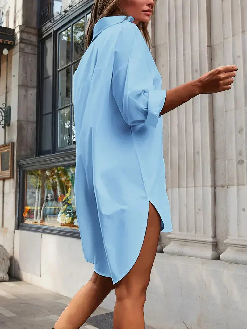 Vestido Camisa Valencia para Dama – Corte Elegante, Tela de Lujo, Para Trabajo y Tiempo Libre