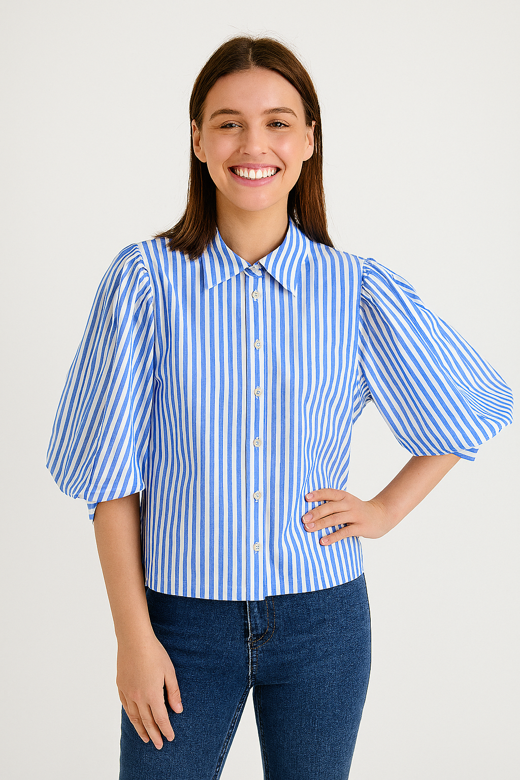 Blusa Fanny Dames | A rayas, Mangas abullonadas, Casual y Formal