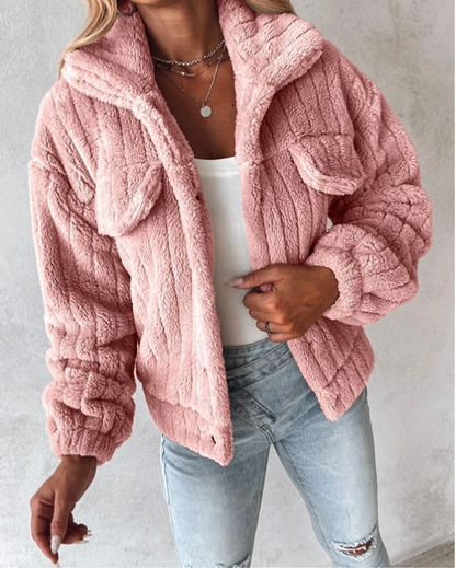 Abrigo Teddy de Lana para Mujer – Cálido, Ligero y Cómodo para Primavera/Otoño