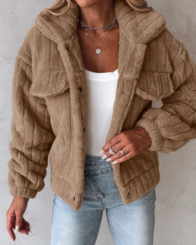 Abrigo Teddy de Lana para Mujer – Cálido, Ligero y Cómodo para Primavera/Otoño