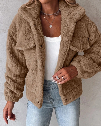 Abrigo Teddy de Lana para Mujer – Cálido, Ligero y Cómodo para Primavera/Otoño