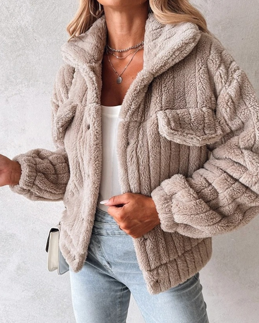 Abrigo Teddy de Lana para Mujer – Cálido, Ligero y Cómodo para Primavera/Otoño