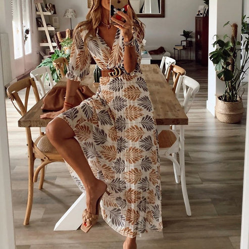 FloraBella Maxi Vestido de Verano – Vestido Largo de Mujer con Estampado de Flores para Verano