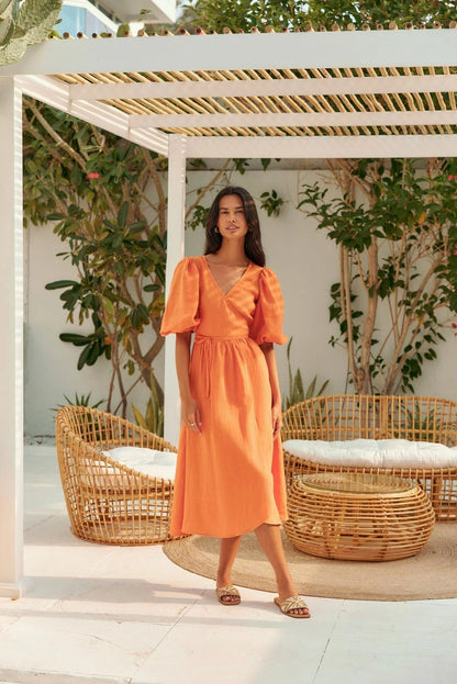 Sofia Jurk Vestido Maxi para Mujer – Elegante Vestido de Verano con Mangas Abullonadas y Comodidad