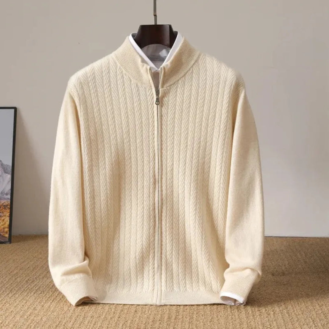 Cardigan Larvik para hombre | Lana espiga, casual y elegante