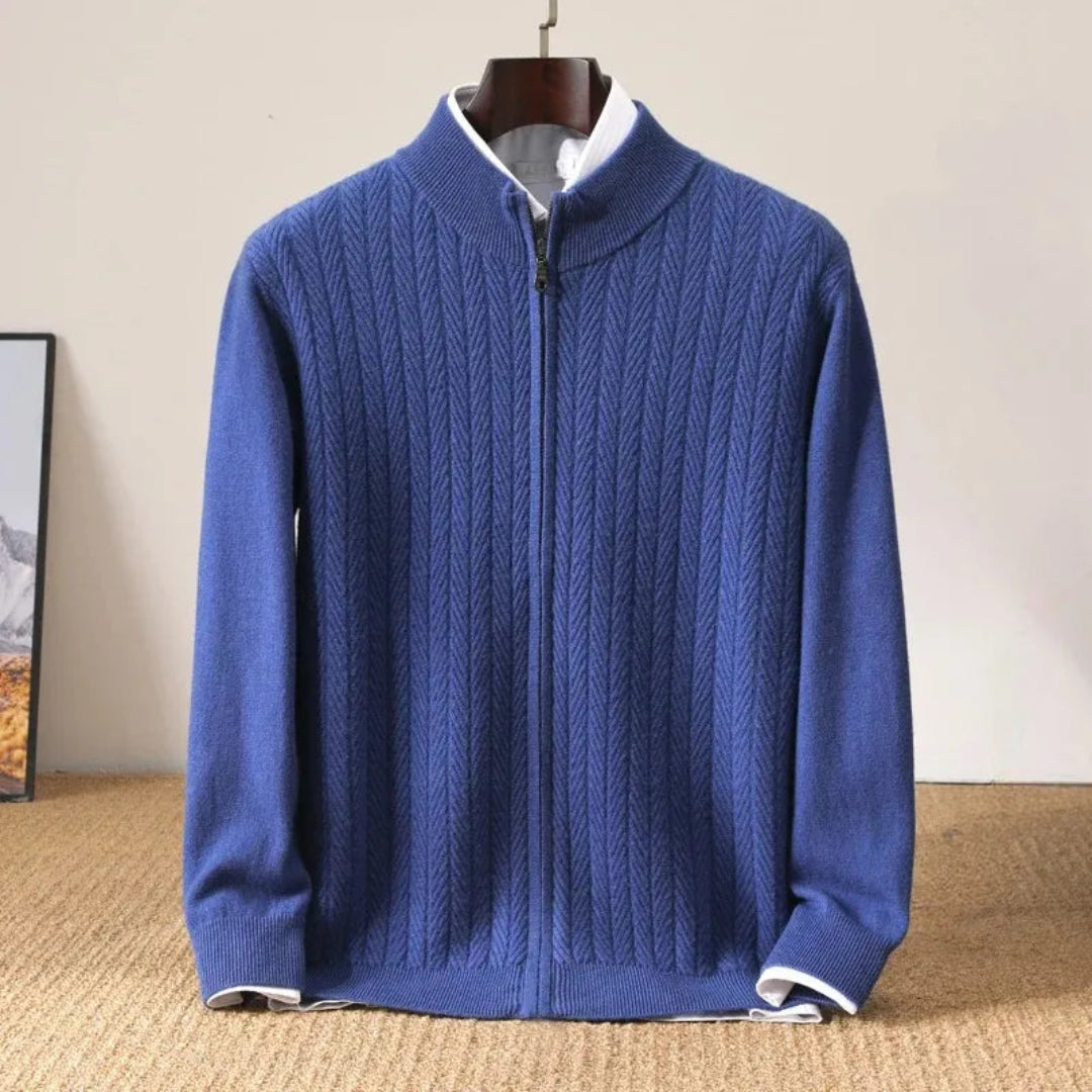 Cardigan Larvik para hombre | Lana espiga, casual y elegante