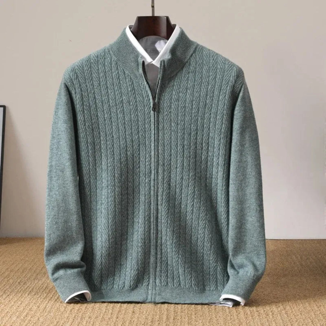Cardigan Larvik para hombre | Lana espiga, casual y elegante