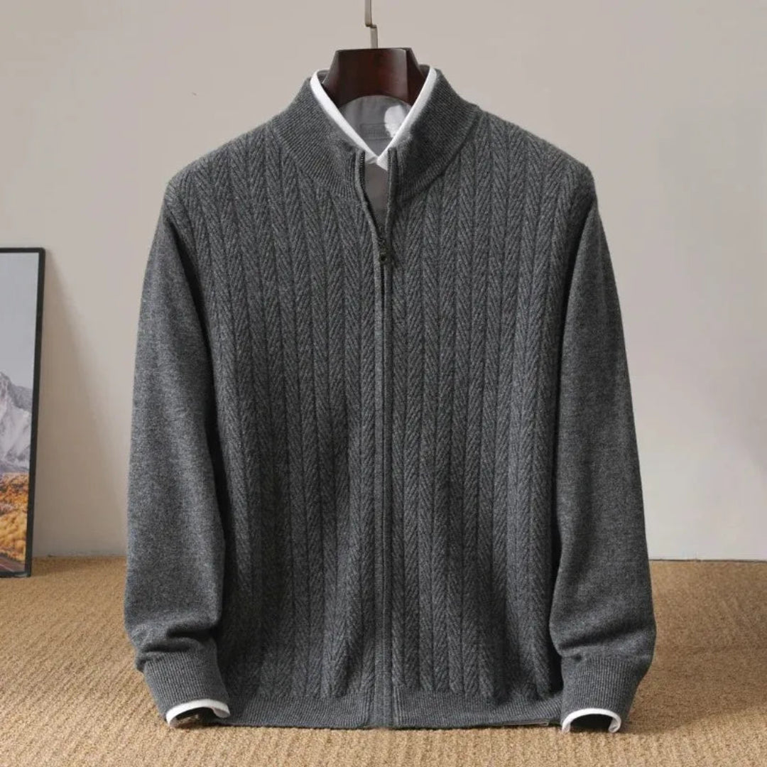 Cardigan Larvik para hombre | Lana espiga, casual y elegante