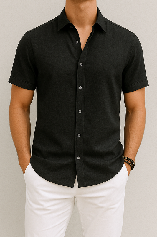 Camisa de verano para hombre Levino | Mezcla aireada de algodón y lino para estilo casual