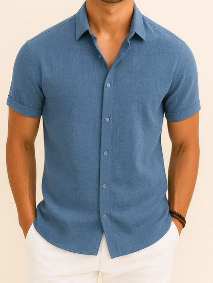 Camisa de verano para hombre Levino | Mezcla aireada de algodón y lino para estilo casual