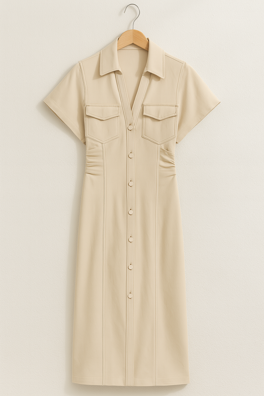 Livia Damas Vestido Camisa Midi | Retro Chic, Perfecto para Cada Ocasión