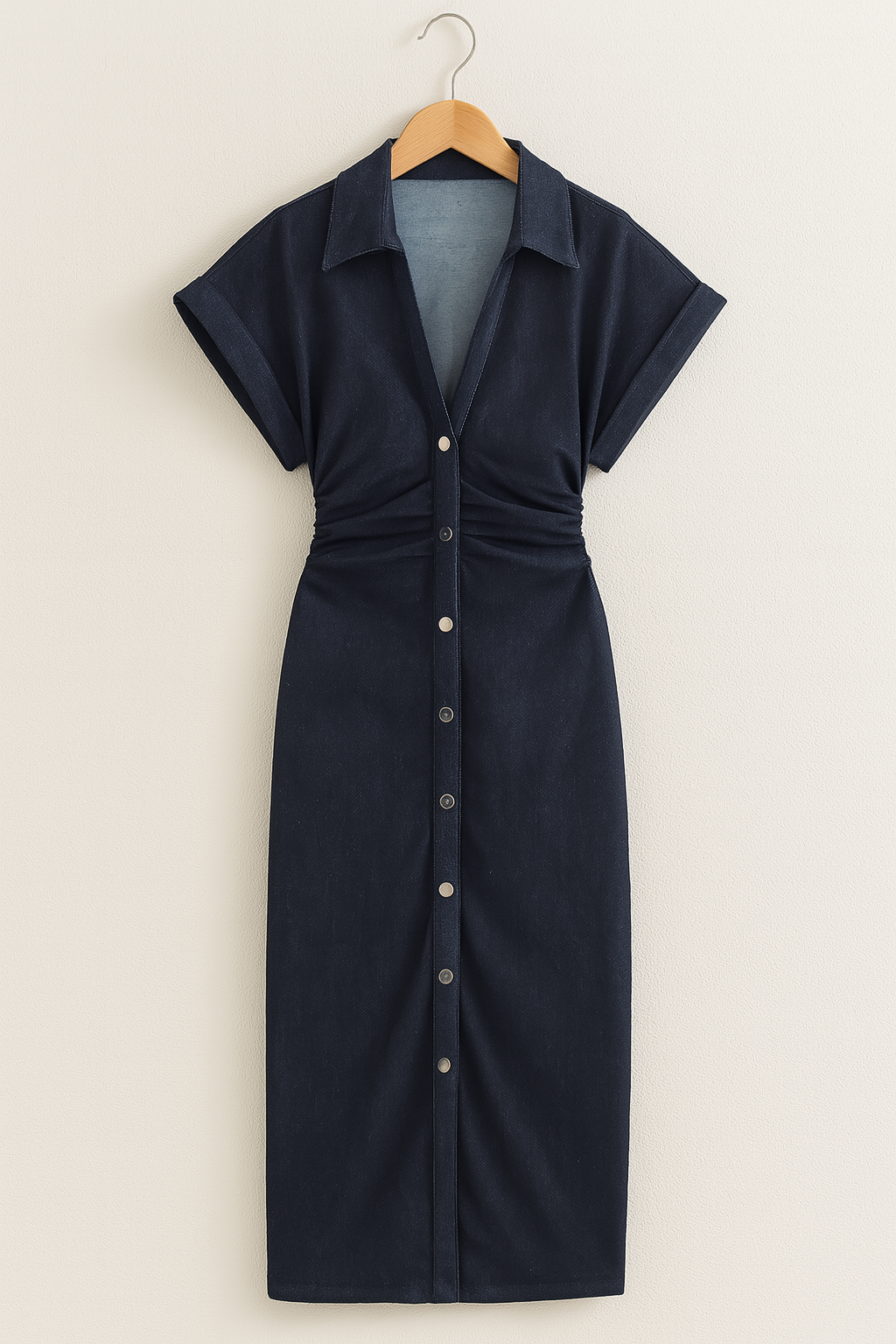 Livia Damas Vestido Camisa Midi | Retro Chic, Perfecto para Cada Ocasión