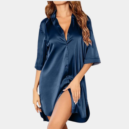 LunaSilk Camisón de Satén para Dama – Elegante Camisón de Dormir