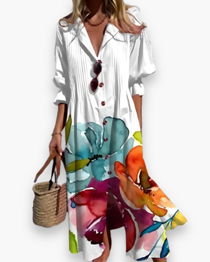 EleganceWave Vestido Maxi de Verano para Dama – Elegancia sin Mangas con Chifón de Flores