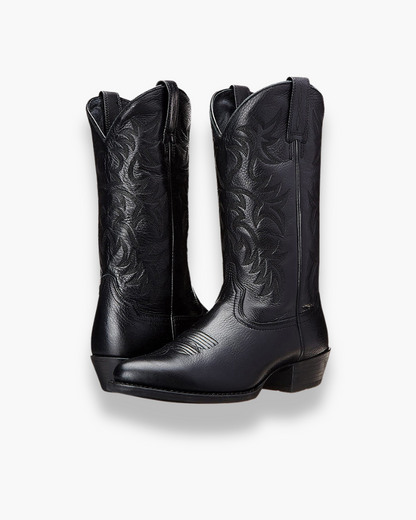 Luxe Dames Zwarte Westernlaarzen – Elegante Cowboy Boots met Schachtdetail