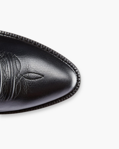 Luxe Dames Zwarte Westernlaarzen – Elegante Cowboy Boots met Schachtdetail