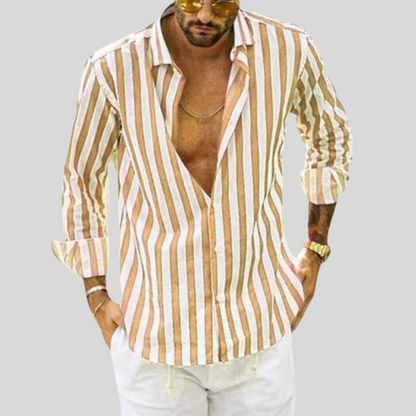 Camisa de lino Elian para hombre | Manga larga | Diseño de verano transpirable y elegante