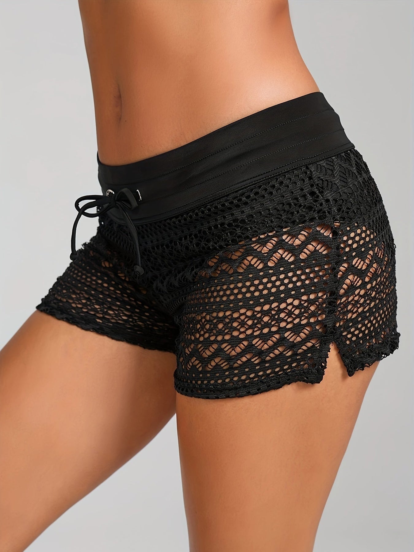 Pantalones cortos bohemios de crochet Tahlia Dames – Pantalones cortos de playa ligeros con banda elástica