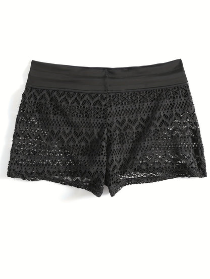 Pantalones cortos bohemios de crochet Tahlia Dames – Pantalones cortos de playa ligeros con banda elástica