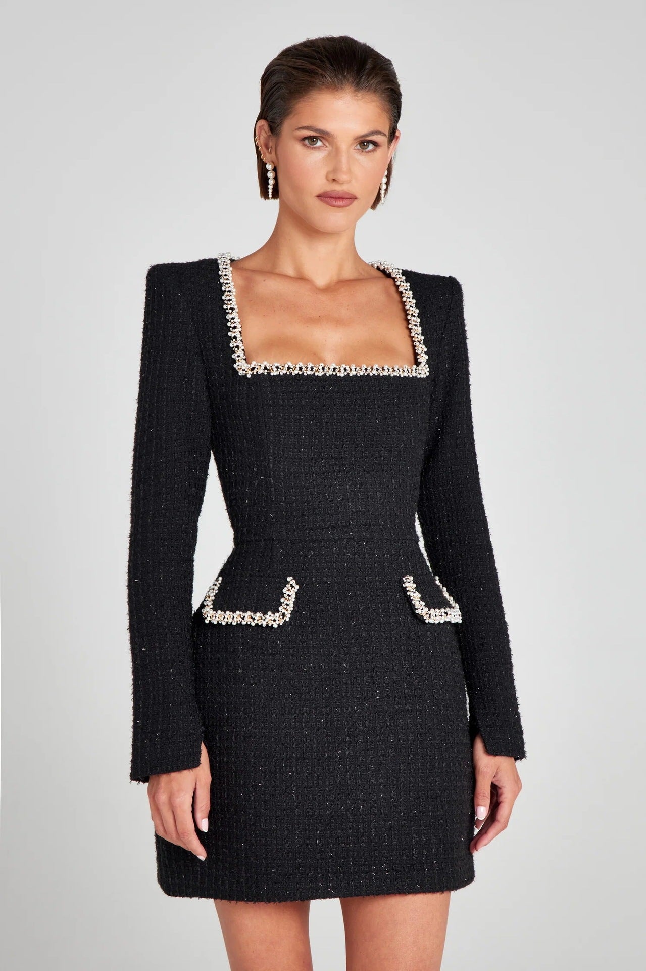 Vestido de gala Mabel Dames | Escote en forma de U con perlas, perfecto para ocasiones especiales