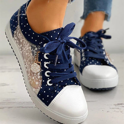 Ingrid – Denim Sneakers Met Vetervoering Voor Dames