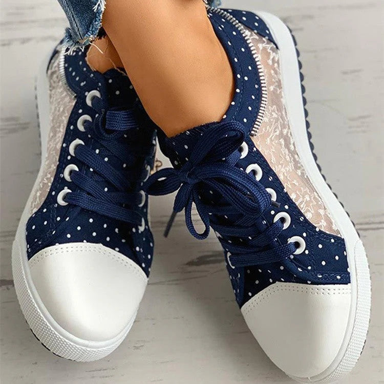 Ingrid – Denim Sneakers Met Vetervoering Voor Dames