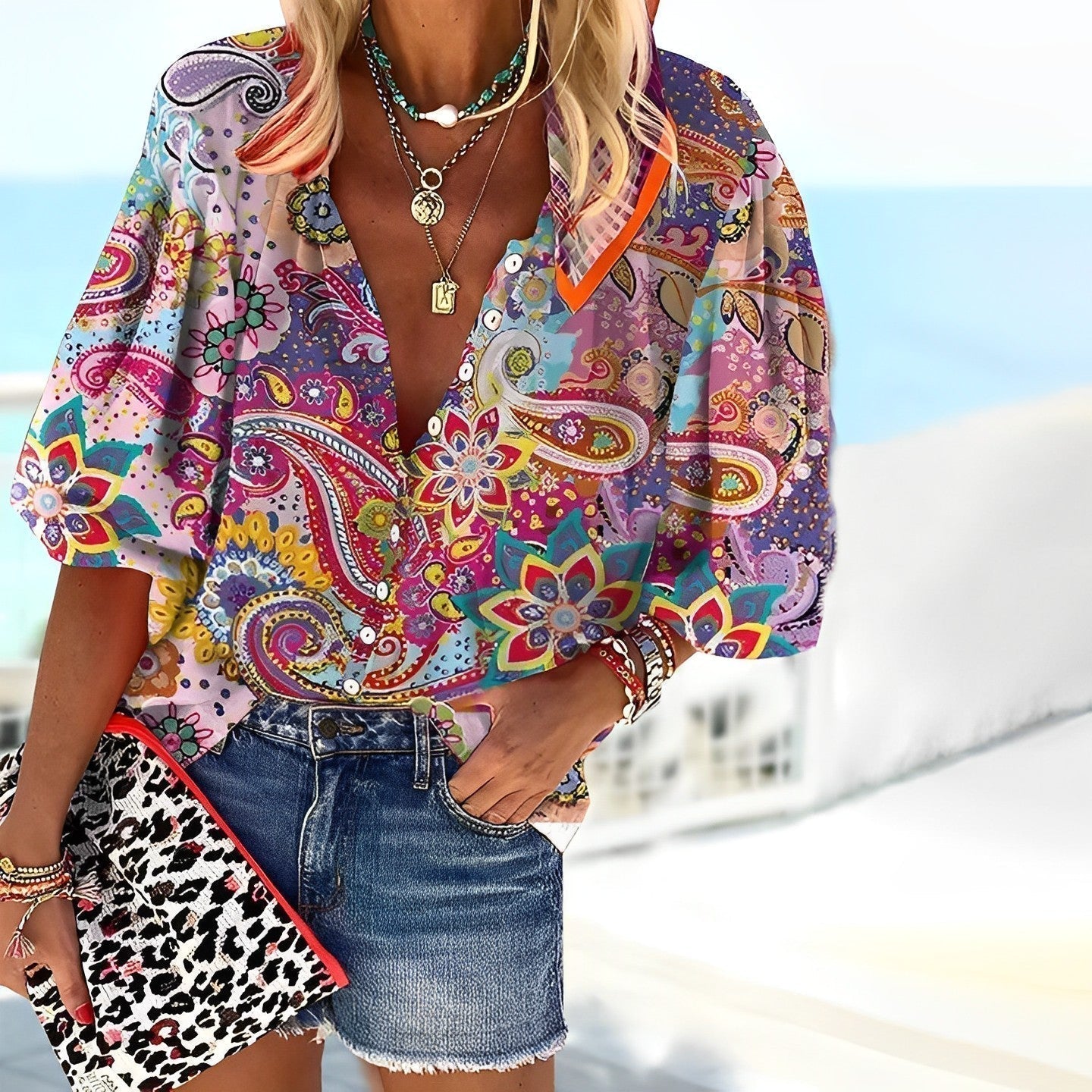 Camiseta Mandi Dames | Estampado Mandala, Casual Boho-Chic