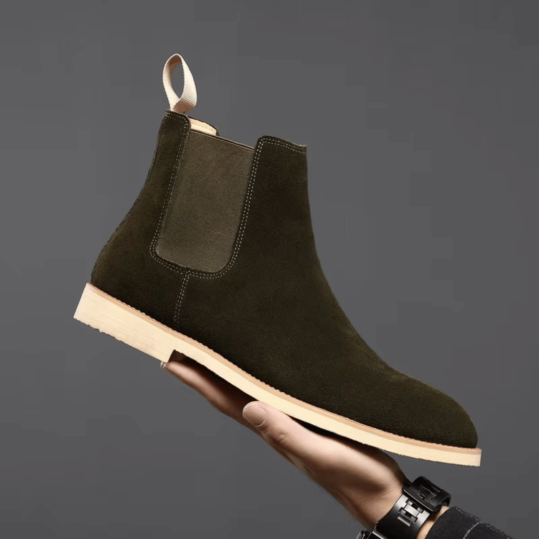 Marlowe | Botas Chelsea para Hombre Verde Oliva Ante Cómodas Sin Cordones