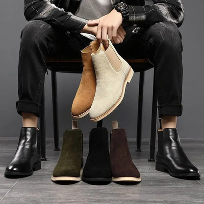 Marlowe | Botas Chelsea para Hombre Verde Oliva Ante Cómodas Sin Cordones