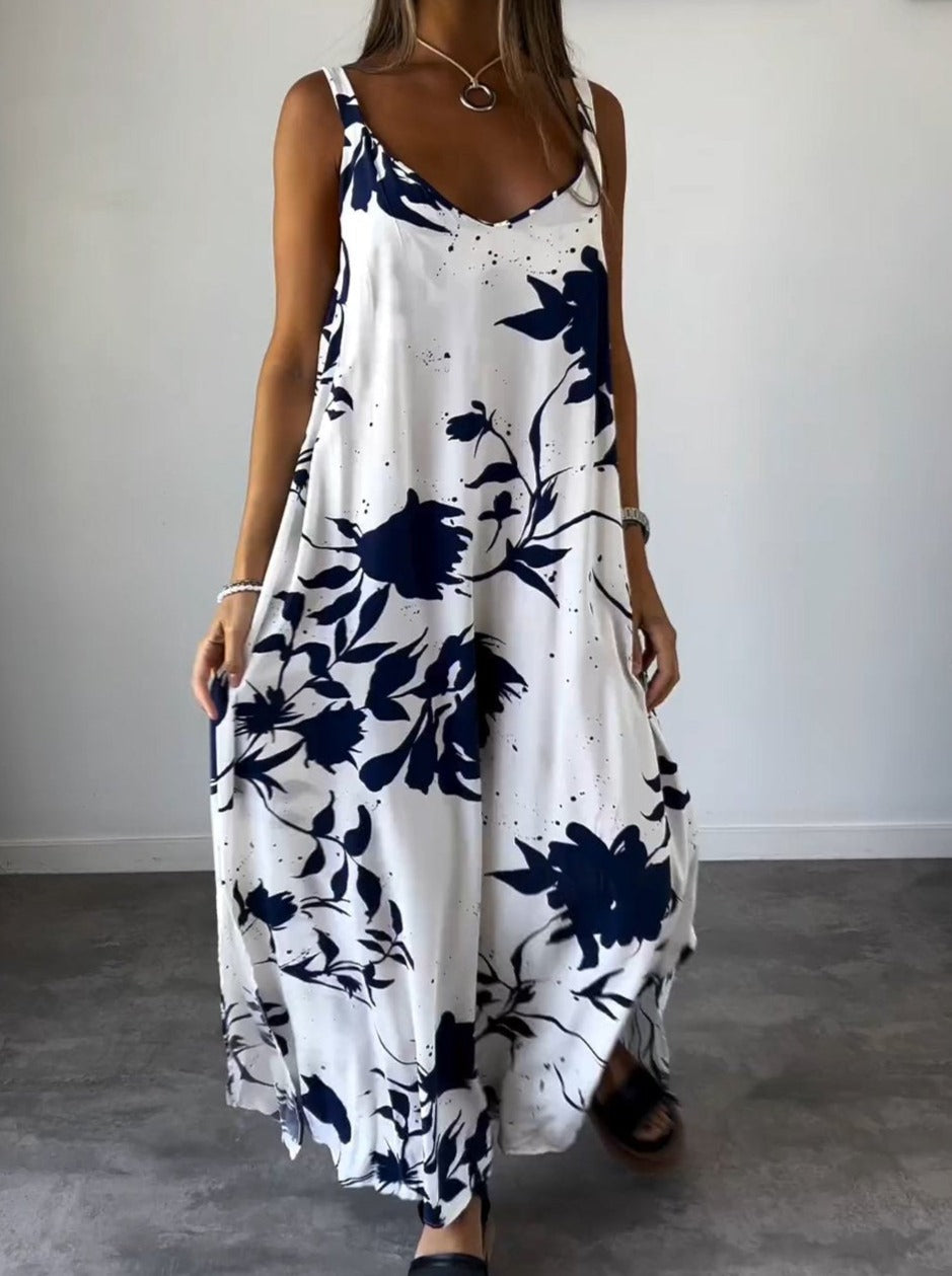 Mila Serenity Vestido de verano estampado para mujer – Vestido midi ligero con flores
