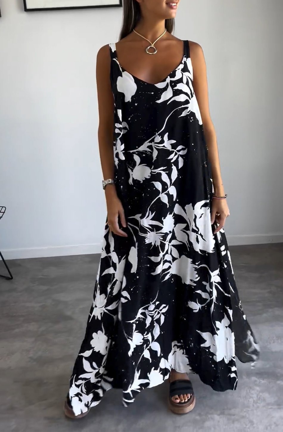 Mila Serenity Vestido de verano estampado para mujer – Vestido midi ligero con flores