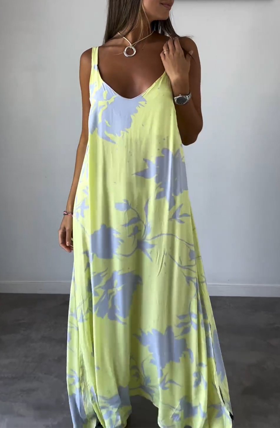 Mila Serenity Vestido de verano estampado para mujer – Vestido midi ligero con flores