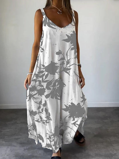 Mila Serenity Vestido de verano estampado para mujer – Vestido midi ligero con flores