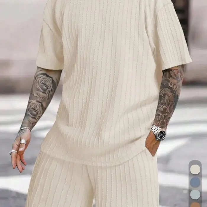 Nolvik T-shirt da uomo | Jersey plissettato, casual chic