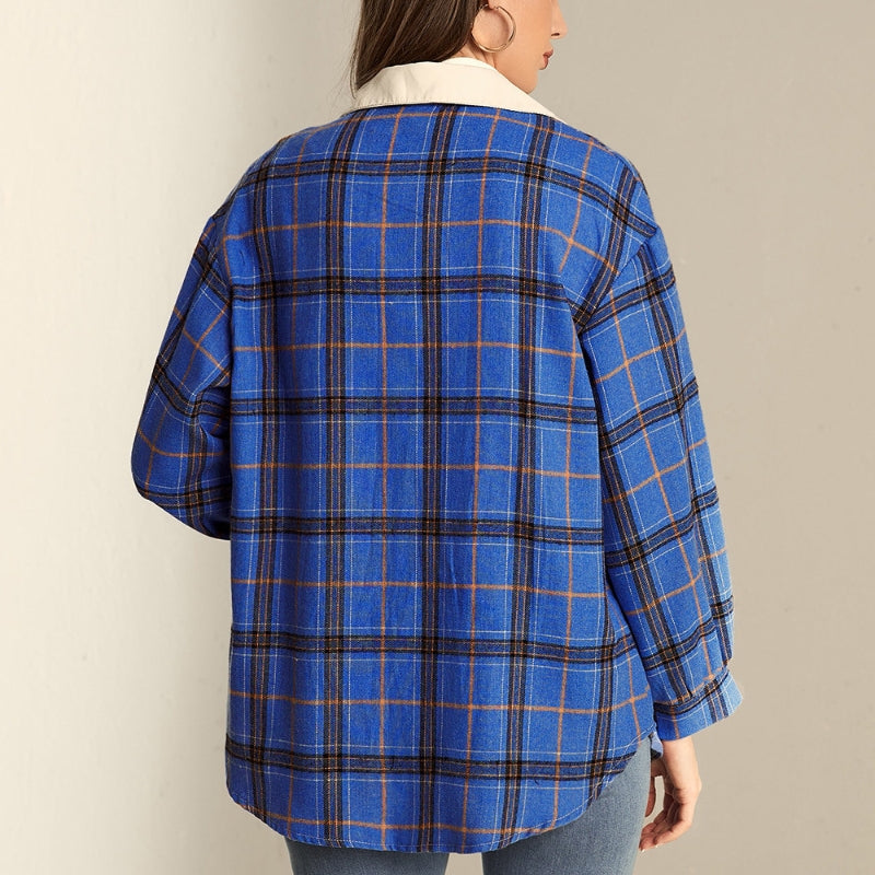 Blusa Rivana para Dama Camisa Patchwork – Tela Suave, Diseño Bicolor