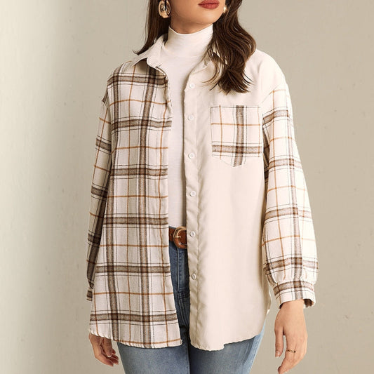 Blusa Rivana para Dama Camisa Patchwork – Tela Suave, Diseño Bicolor