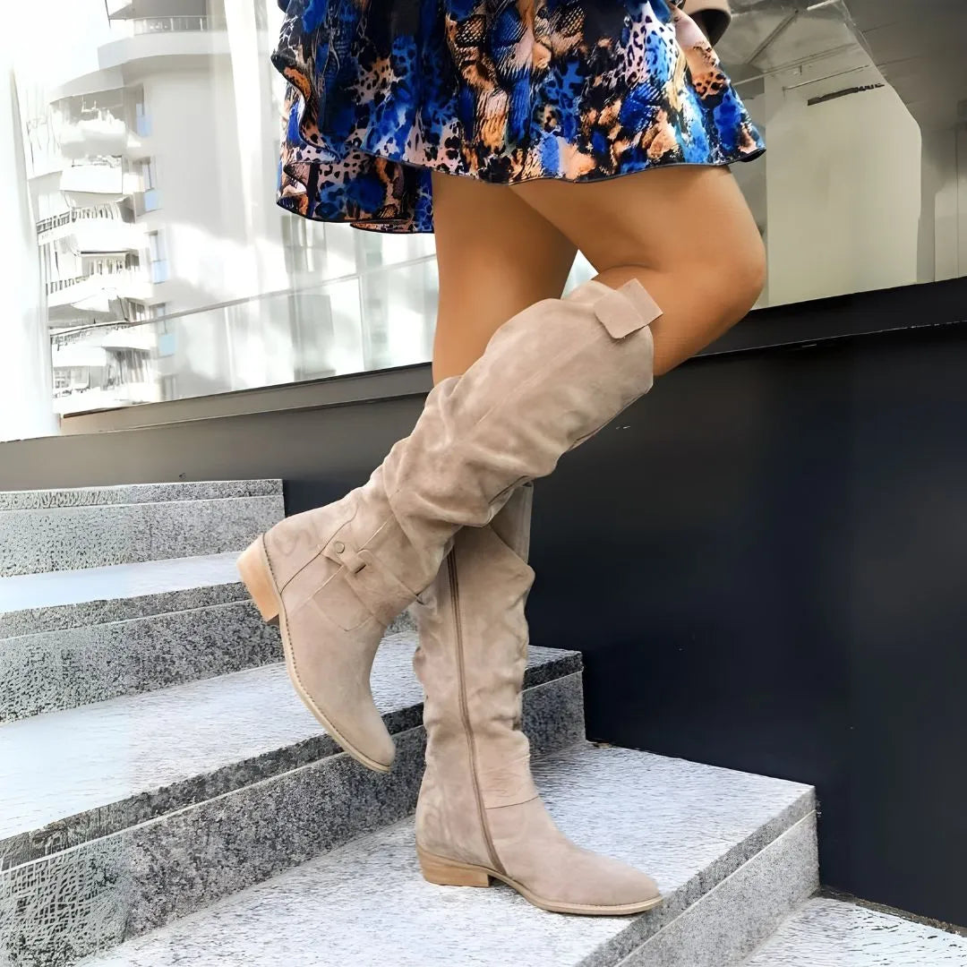 Botas de mujer Oona | Ante holgadas hasta la rodilla, elegancia casual