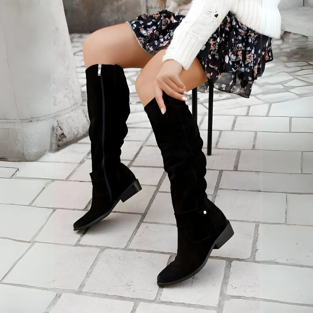 Botas de mujer Oona | Ante holgadas hasta la rodilla, elegancia casual