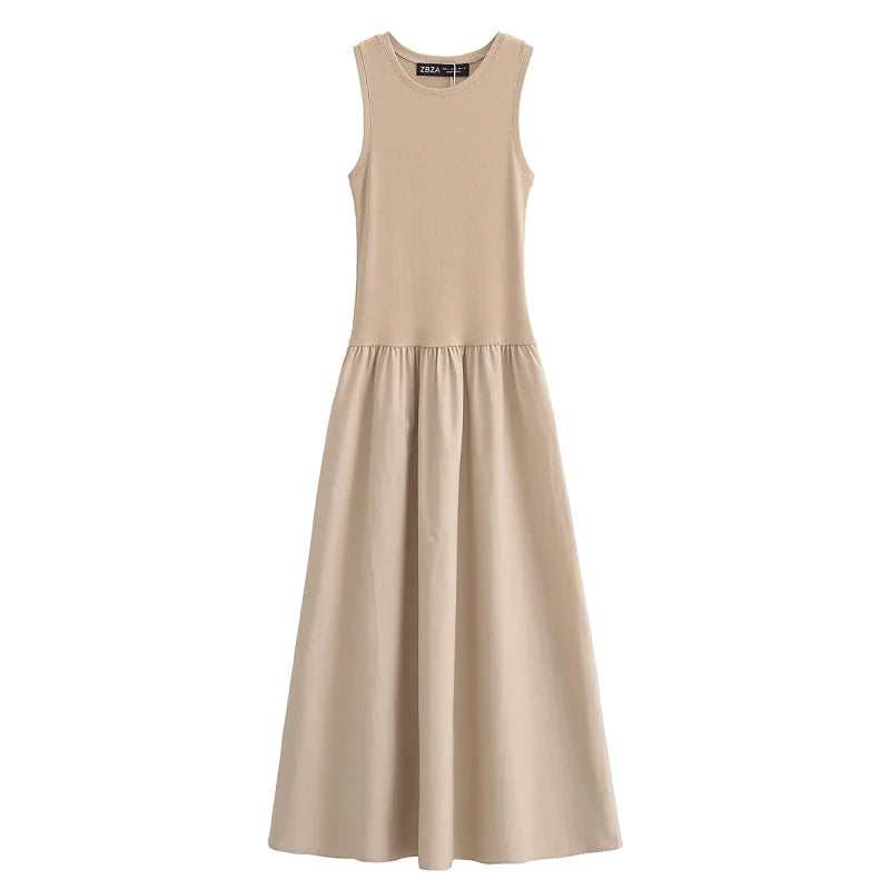 Rina Dames Vestido Midi | Material acanalado suave, Elegancia casual