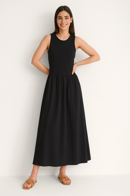 Rina Dames Vestido Midi | Material acanalado suave, Elegancia casual
