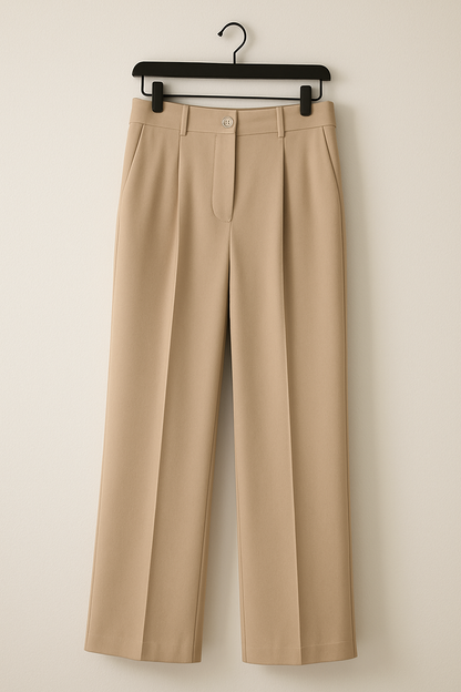 Liora | Pantalón de tela chic con pliegues y perneras sueltas