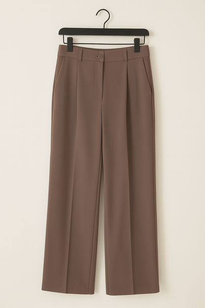 Liora | Pantalón de tela chic con pliegues y perneras sueltas