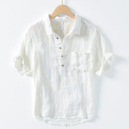 Camisa de lino Aérion para hombre – diseño retro ligero y transpirable de verano