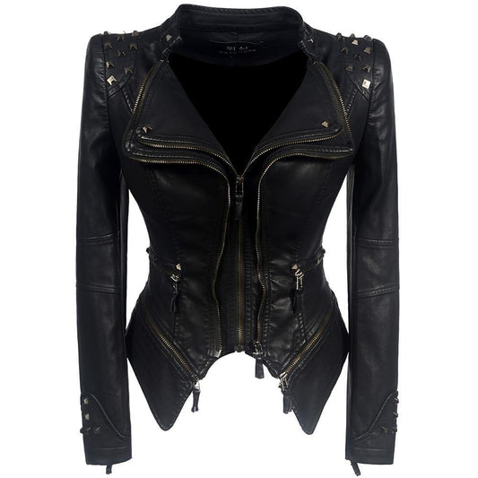 Chaqueta de motociclista Sable Dames | Negro, Ajuste entallado
